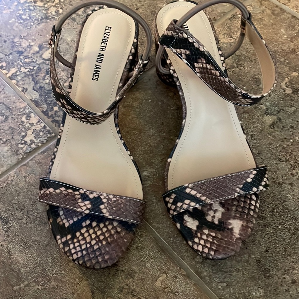 Elizabeth and James snake print sandals